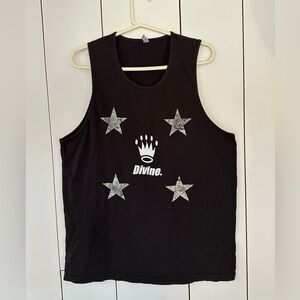 Men's Graphic Tank Top Sz L Black Crown Divine Stars